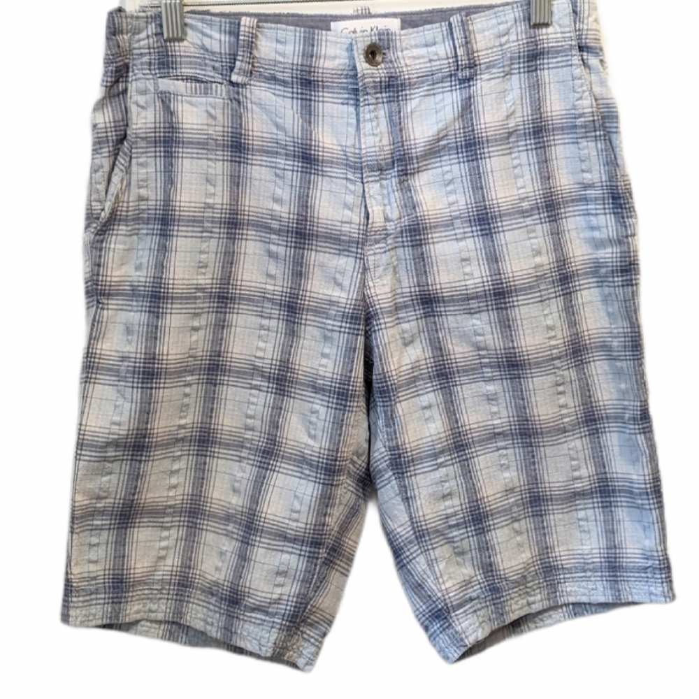 2/$20 Calvin Klein Blue Plaid Bermuda Shorts Size 30